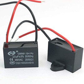 Fasizi 2Pcs CBB61 2.5uF 450V AC 50/60Hz Air Conditioner Fan Motor Running Capacitor