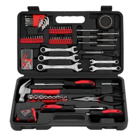 HANTINSTINA 148-Piece Professional Tool Kit - Heavy Duty Automotive & Home Tool Kits for all Purpose, Complete Tool Set for Men, College Students, DIY Enthusiast (Red)