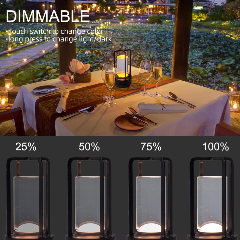 Cordless Portable LED Table Lamp， Rechargeable Battery Operated Desk Lamp