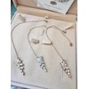 ONDEGO® Elegante Rückenkette mit Zirkonia-Blätter, 23cm, Karabinerverschluss, Silber/Gold/Roségold (Silber)