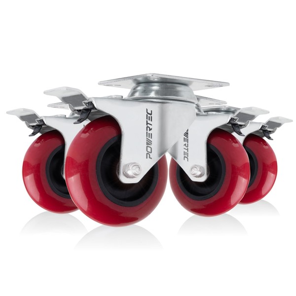 POWERTEC 3 Inch Swivel Caster Wheels Set of 4 with