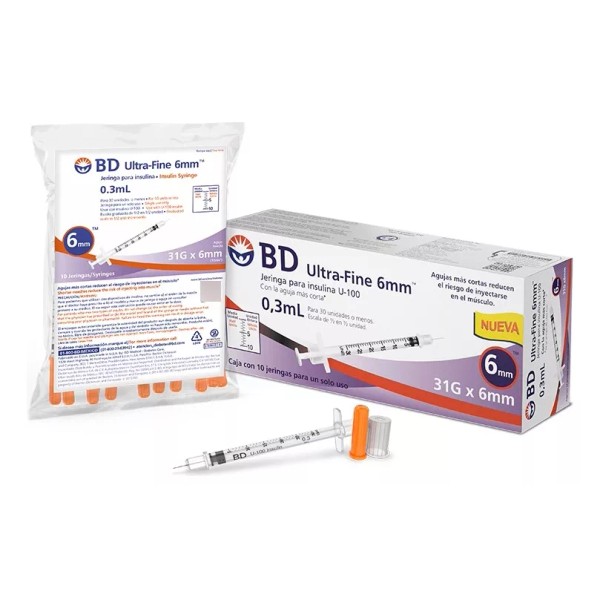 JERINGA Bd Ultra-fine Jeringa Para Insulina U-100 0.3ml 31gx6mm 10