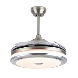 DNYSYSJ 36" Invisible Ceiling Fan with Light,Retractable Blades Dimmable Fandelier Variable Speed with Remote Control for Bedroom Living Room Home Decor