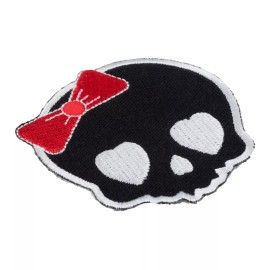 PatchStop - World's Largest Patch Store Girly Skull Red Bow Patch, Ladies Skull Patches