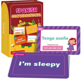 gisgfim 100 Spanish Conversational Phrase Flash Cards Spanish Phrases vocabulary Beginner Sayings for Travel, Memory, School Classroom, Quick Reference Educational Bilingual Language Learning Resource