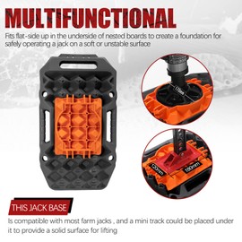 BUNKER INDUST Offroad Traction Boards with Jack Base,Multifunctional Extendable Recovery Track Tire Traction Mat Snow Mud Sand Tracks-4X4 ATV UTV SUV Truck Traction Pads with Bag, Black (Gen 8)