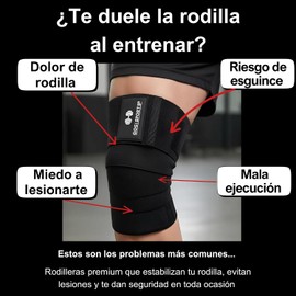 Rodilleras de compresión elásticas para entrenamiento, gym, fitness y levantamiento de pesas Bandas deportivas con soporte y ajuste firme para hombres y mujeres Vendas elasticas deportivas para gym y crossfit - Negras