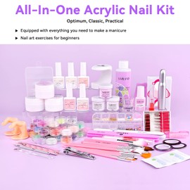 Saviland Acrylic Nail Kit with Drill – Nail Kit Acrylic Set for Nails Extension with Acrylic Powder And Liquid Set Acrylic Nail Brush Builder Nail Gel Portable U V Light for Nails Kit Set for Home DIY