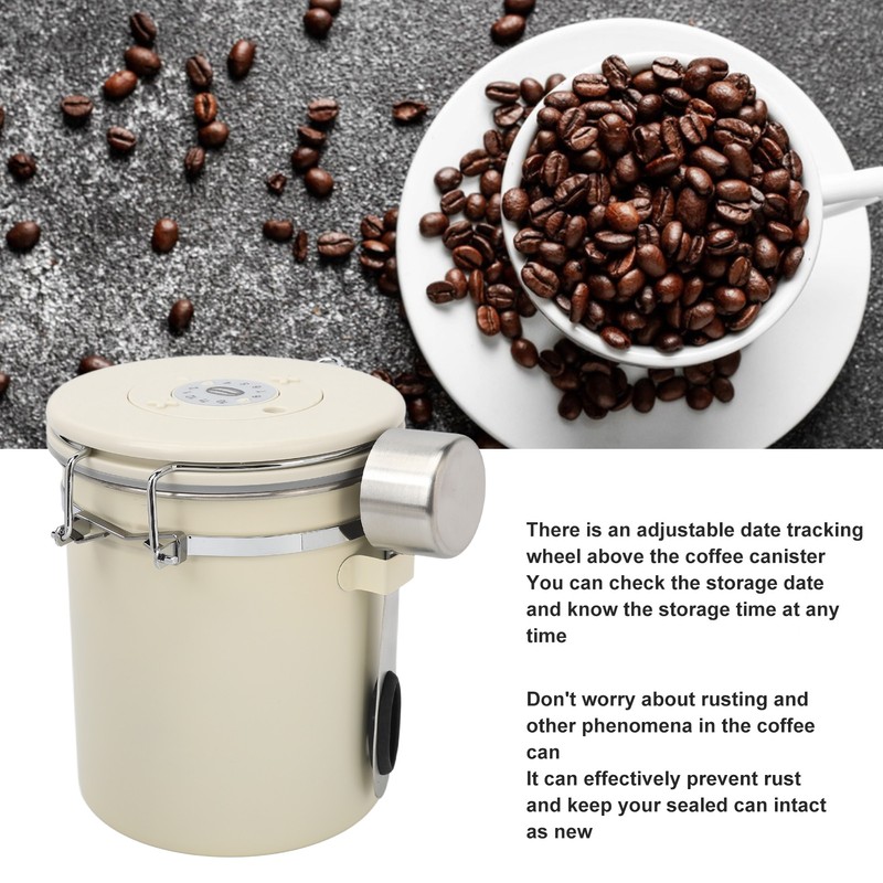 Coffee Canister Airtight Stainless Steel Kitchen Food Storage Container with