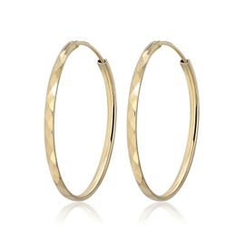 Meissa 3mm Sterling Silber Große Creolen für Damen Gold Filled Gehämmertes Design Dünne Leichte Ohrringe 34mm 50mm (Gold)