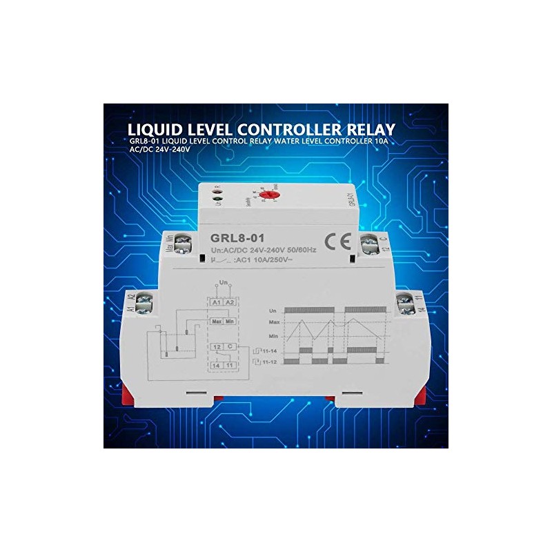 24V-240V GRL8-01 Liquid Level Control Relay Water Level Controller 10A