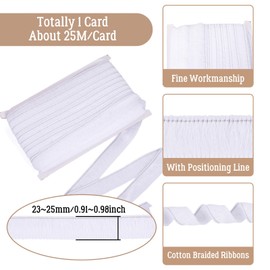 Craftdady White Fringe Tassel Lace Trim 1 Inch x 82 Feet Chainette Polyester Fibre Fringe Curtail Pillow Trim for Sewing Quilting DIY Home Decoration