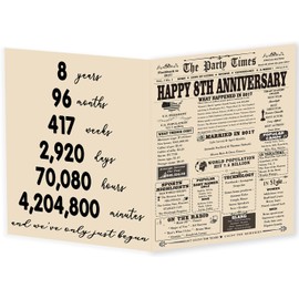 YiKaLus Jumbo 8th Anniversary Card for Him Her, Vintage Bronze Gifts for 8th Anniversary, Happy 8 Years Anniversary Card for Women Men,Back in 2017