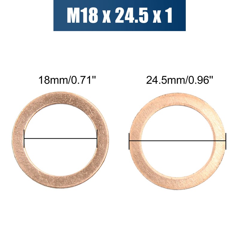sourcing map Flat Washers Seal Copper Rings Sealing Rings Sealing