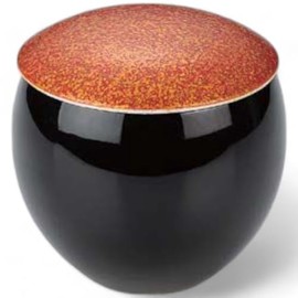 Takumikaze Arita Ware 2.8 inches (7 cm) Steaming Bowl, Black Glaze, Red Kanamaru, Steaming Bowl, Made in Japan