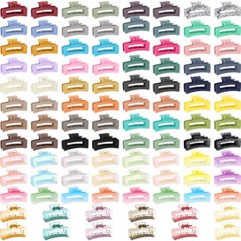 XunYee 100 Pcs Hair Clips Bulk Claw Hair Clips Square Jaw Hair Clips Set for Women Nonslip Rectangle Hair Clips for Hair Girls Women Gifts Beauty Accessories (Sweet Colors,3.4'')