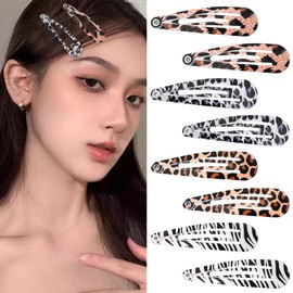 Leopard Snap Clips for Hair Y2K Black White Brown Metal Zebra Cheetah Print Hair Clip Animal Pattern Barrettes Hair Pins Decoration Retro Edgy Hair Clips for Women Girls