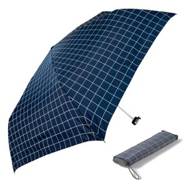 Men's Folding Umbrella, Large, Ribs, 27.6 inches (70 cm), Diameter 47.2 inches (120 cm), Lightweight, Hand Opened, Thin, Flat Storage, Compact, Stylish, Lattice Pattern, Lightweight, Alum/Fiberglass,