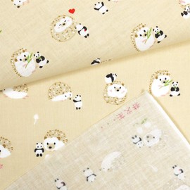 Hamamonyo Tenugui Hedgehog and Mama Panda, Beige