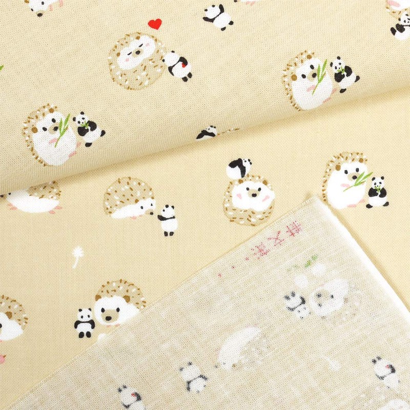 Hamamonyo Tenugui Hedgehog and Mama Panda, Beige