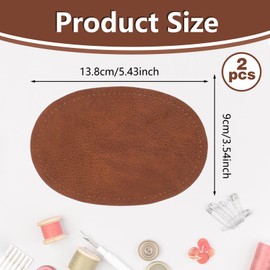 2PCS Elbow Patches Sew-On Fabric Oval PU Leather Patch, Clothing Fabric Repair Sewing Patch for Sweaters, Jackets, Trousers and Hats(Coffee, 5.43×3.54 Inches)