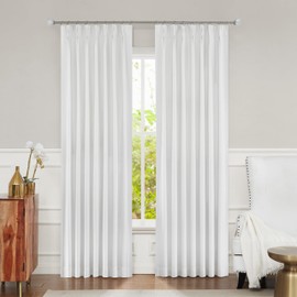 Full Blackout Pinch Pleated Window Curtain for Bedroom Window Treatment Energy Efficient Thermal Insulated Drapes Backtab 84 Inch with 9 Hooks (Ring not Include), Bright White, 40"x84", 1 Panel