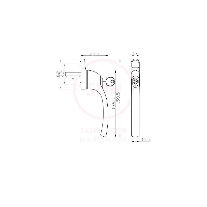 Anthracite Grey Inline UPVC or Timber Key Locking Espag Window