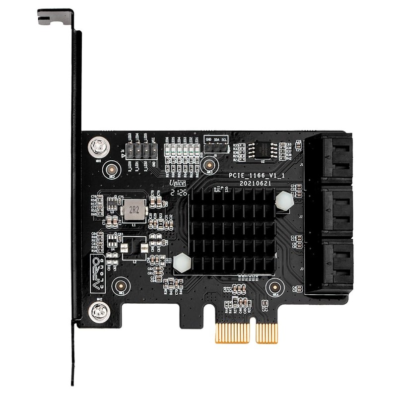 PCIe 3.0 x1 to 6-Port SATA Expansion Card, ASM1166, 6Gbps
