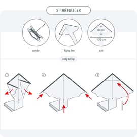 Skymonkey Smartglider Single Line Kite for Children from 5 Years, Children's Kite - 130 cm, Lagoon Blue