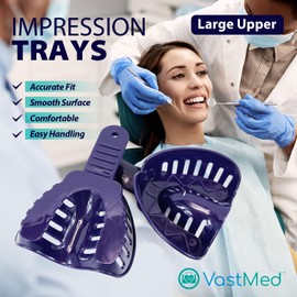 12PCS Dental Grade Disposable Perforated Dental #1 Large Upper Impression Trays by VASTMED | Plastic Materials Teeth Holder Dental Central Supply for Oral Tools