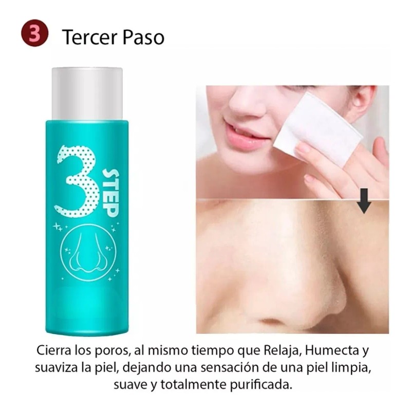 Tratamiento Puntos Negros Espinilla Nariz Granos 3 Pasos F