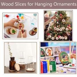Ywlake Natural Wood Slices 20pcs 8-9cm Unfinished DIY Crafts Pre-drilled with Hole Round Wooden Circles for Painting Arts Rustic Wood Slices Christmas Ornaments Decor