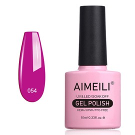 AIMEILI Nail Polishes Colors Fluo Gel Polish Semi-Permanent UV LED Soak Off - Neon Purple Grape (054) 10ml