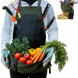 Cover Geny Gardening Apron Waterproof Cross Back Apron, 600D Heavy Duty Apron Harvest with Pockets, Adjustable Straps and Quick Release (green)