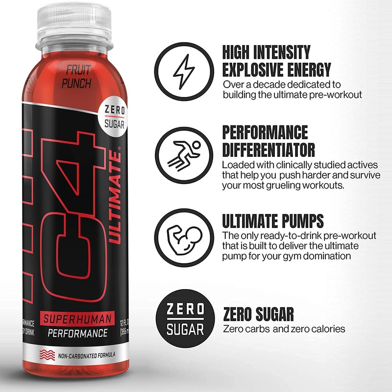 Cellucor C4 Ultimate Non-Carbonated Zero Sugar Energy Drink, Pre Workout