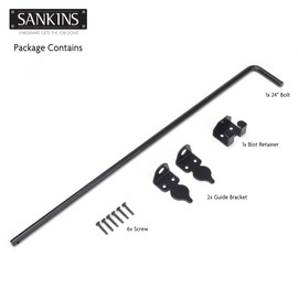 SANKINS 24" Cane Bolt Drop Rod Heavy Duty Gate Hardware Black Solid Steel Gate Ground Latch for Wood PVC Vinyl Metal Gates Fences Doors, Holding Gate to The Ground (1 Pack)