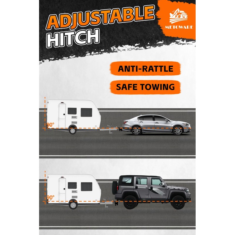 METOWARE Adjustable Trailer Hitch - Heavy Duty Tow Hitch Fits