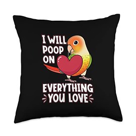 Poop On Everything You Love I Green Cheek Pineapple Conure Throw Pillow