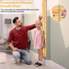 Beinou Growth Chart for Wall Wood Height Chart for Kids Height Measurement for Wall Boy Girls Height Wall Chart Growth Measuring Ruler Room Wall Decor,Yellow Giraffe