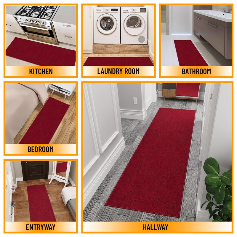 Ottomanson 3x10 Non Slip Runner Rug, Ultra Thin Extra Long