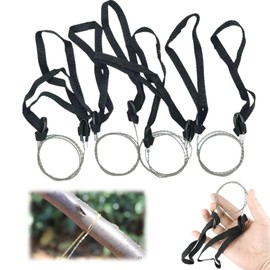 Pack of 4 60 cm Portable Rope Saw, Outdoor Stainless Steel Wire Saw, Hand Chainsaw, Cutting Wire, Camping Rope Saw with Loops for Wood, Outdoor, Camping, Tree Cutting, Survival Equipment - Black