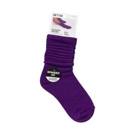 ARRIA Slouch Socks – Women’s Cute Trendy, Soft Ribbed Medium Thickness, All Seasons, Classic Solid Colors, Boot Sock, Pilates Barre Yoga Wear, Breathable Cozy Wide Crew Socks (Regular, Purple)