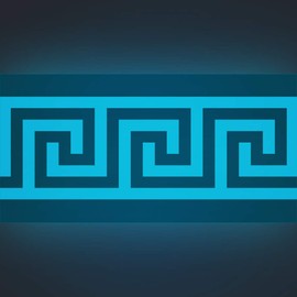 funlife Greece Pattern Peel and Stick Wall Border Stickers, Self Adhesive Skirting Wall Waist Line Decal for Bathroom Wall Vanity Mirror, 78.74"X3.93" Glowing Blue 1 Roll