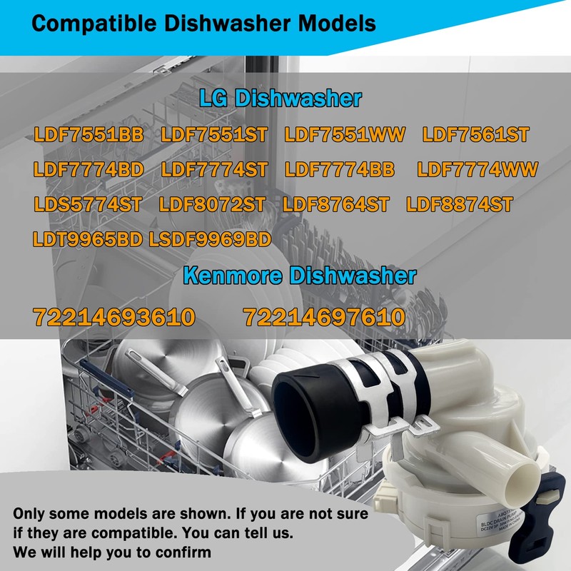 EAU60710801 EAU60710802 EAU62043401 EAU62043403 Dishwasher Drain Pump Motor(OEM), Compatible with
