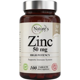 Zinc 50mg [High Potency] Supplement - Immune Support System from Natural Zinc (Oxide/Citrate) 100 Tablets, Made by Nature’s Potent.