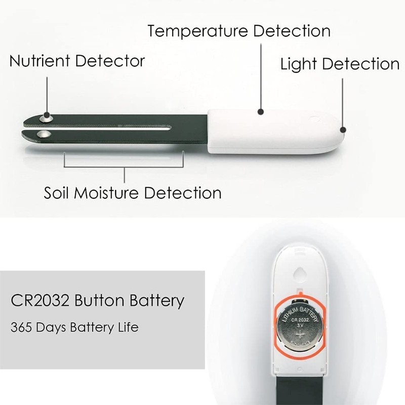 Soil Moisture Meter 4 in 1,Plant Water Monitor,Automatically detect Moisture/Temperature/Light/Fertility,Can