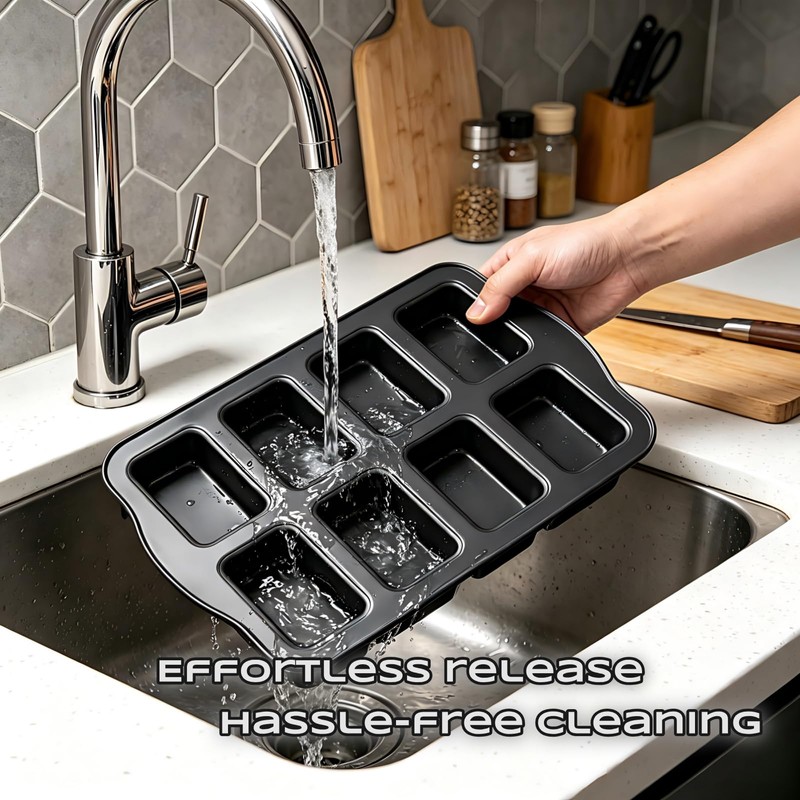 Astero 2 Pack Mini Loaf Pan with 8 Cavities Each,