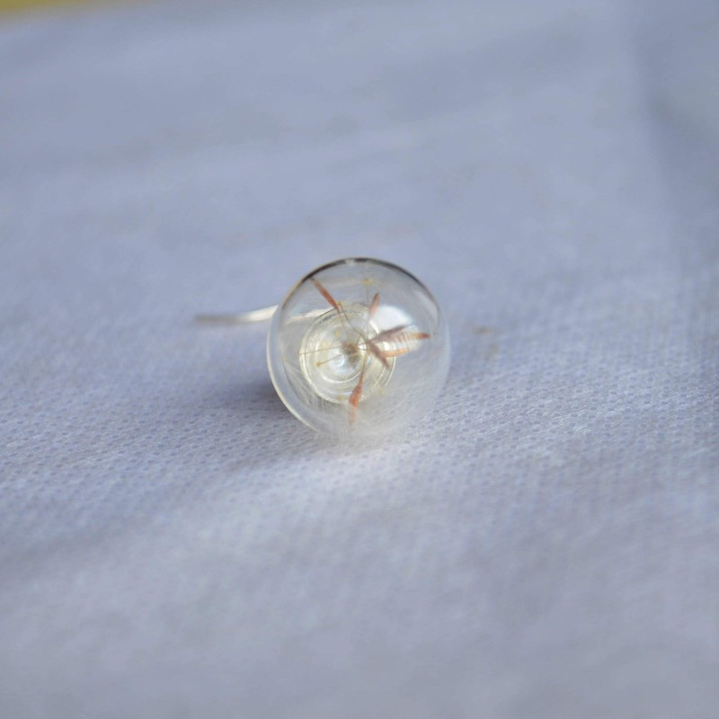 Dandelion Real Flower Make a Wish Glass Ball 925 Sterling
