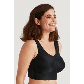 Miss Mary of Sweden Cotton Simplex Wireless Sports Bra for Low Impact Training, black