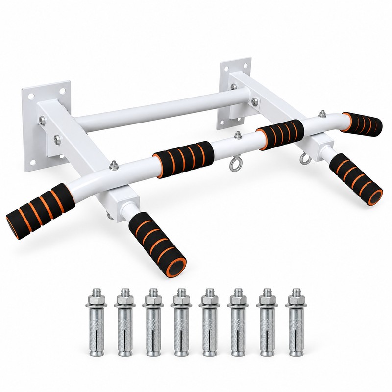 Wall Mounted Multi-Grip Pull Up and Dip Station with Adjustable